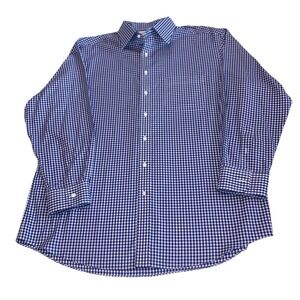 Cremieux Men's Dress Shirt Size 16.5/33 Blue & White 100% Pima Cotton Non Iron